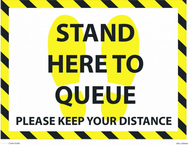 Stand here to queue covid floor sticker